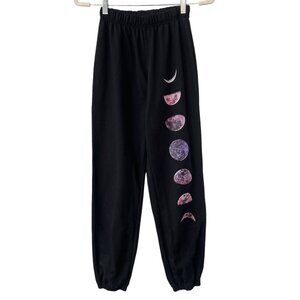 Stugaz Moon Phase Graphic Jogger Sweatpants Womens S Black Purple Whimsigoth